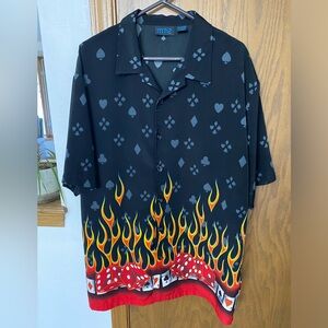 Men’s, X-LARGE, MT:2, Black, Las Vegas High Rollers Gambling Button Down Top